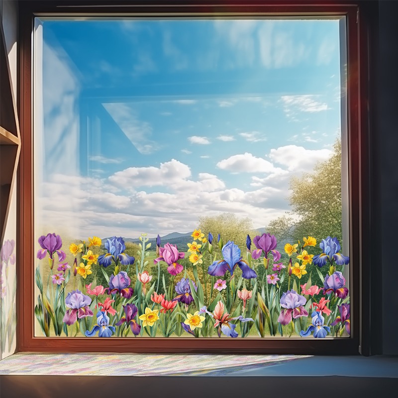 Pvc Panel Background - Renkli Güzel Iris Çiçek duvar çıkartmaları